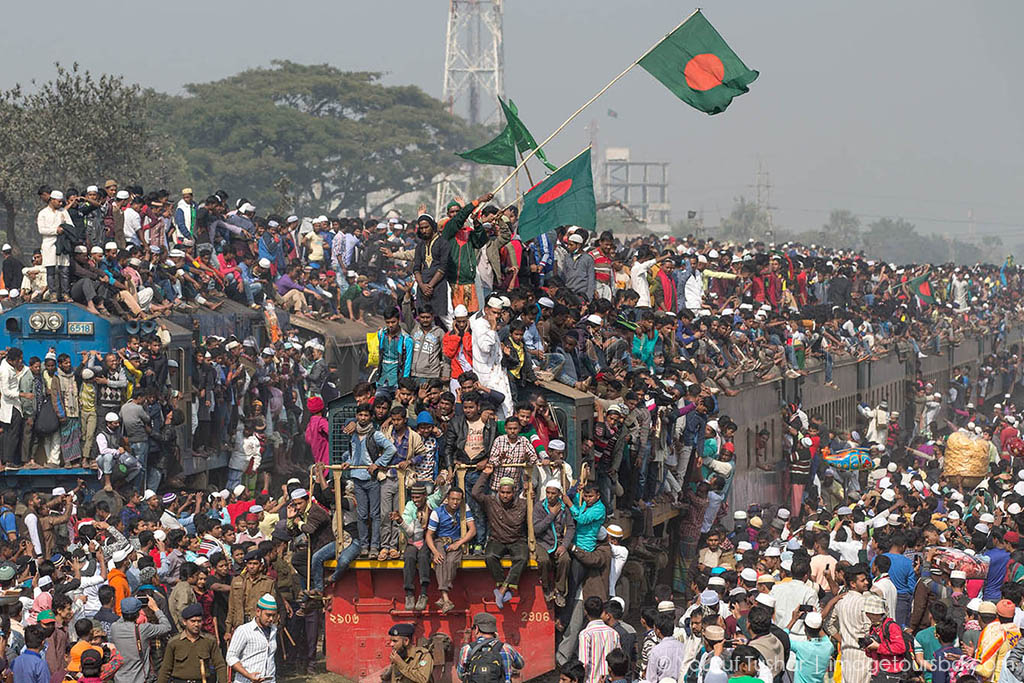 People travelling on roof